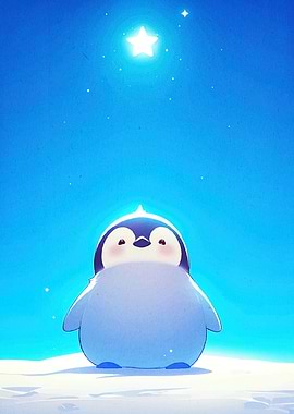 Cute Penguin Starry Sky