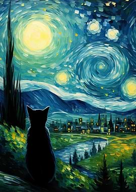 Starry Night Cat