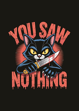Creepy Cat with Knife Illustration