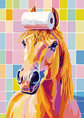 Horse with Toilet Paper on Head