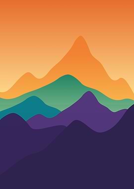 Abstract Layered Mountains Sunset