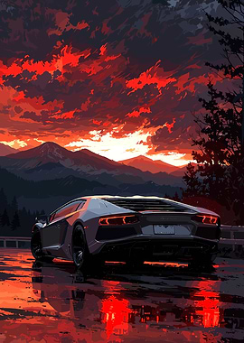 Lamborghini at Sunset