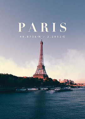 Paris Eiffel Tower Coordinates Poster