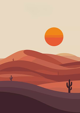Desert Landscape at Sunset