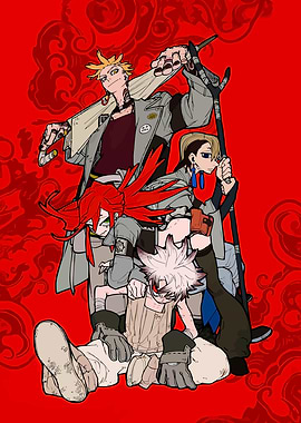 Game Dynamic Group Illustration on Red