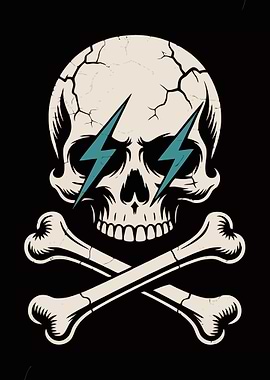 Skull and Crossbones with Lightning Bolts
