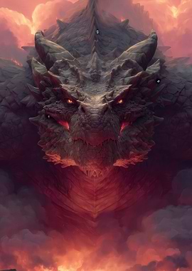 Majestic Dragon in Fiery Sky