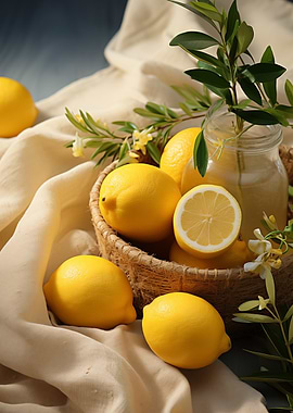 Lemons in Basket Floral