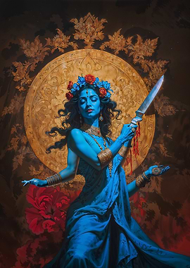 Divine Kali Goddess with Knife