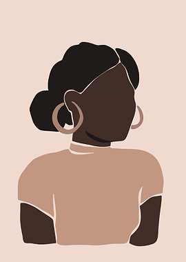 Minimalist Woman Portrait with Hoop Earrings
