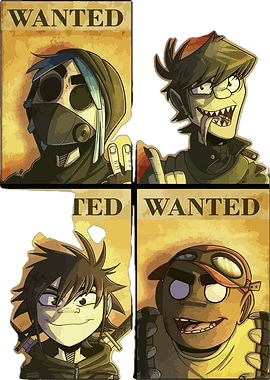 Gorillaz Wanted Posters Collage