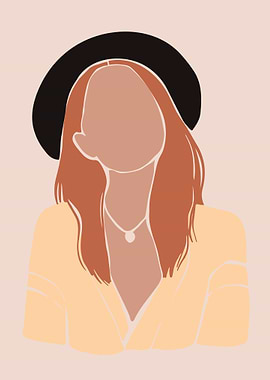 Abstract Woman Portrait with Hat