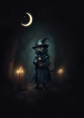 Wizard Cat in Dark Ambiance