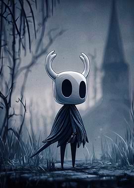 Hollow Knight in a gloomy landscape