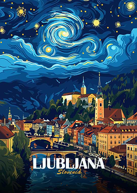 Ljubljana Slovenia Cityscape Art