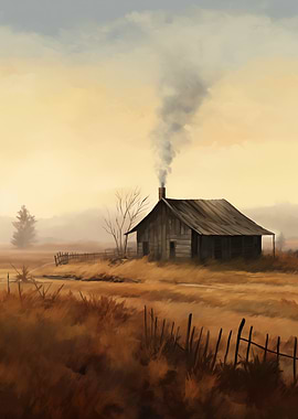 Rural Cabin in Autumn