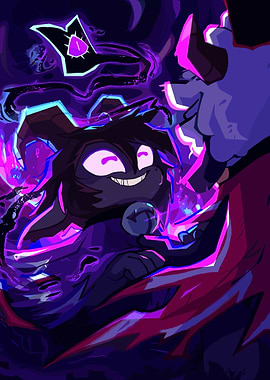 Cartoon Demon with Purple Energy