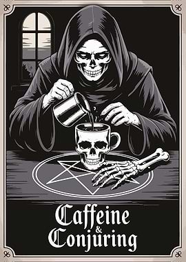 Caffeine & Conjuring Grim Coffee Art