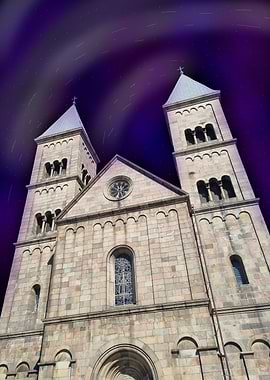 Stone Church Under Starry Night Sky