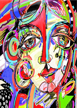 Abstract Portrait with Vibrant Colors