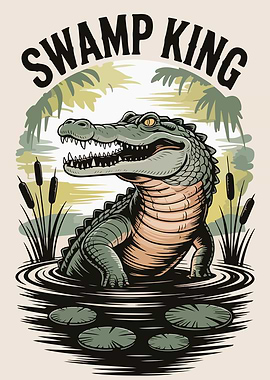 Swamp King Alligator Illustration