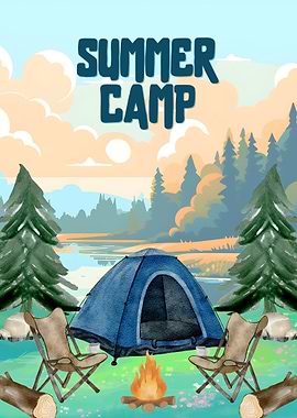 Summer Camp Watercolor Illustration