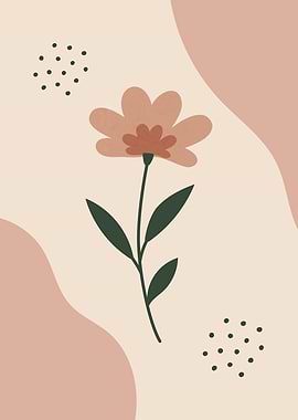 Minimalist Floral Illustration with Abstract Shapes