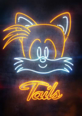 Tails Neon Glow Icon