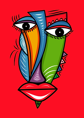 Abstract Face with Bold Colors