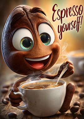 Espresso Yourself Coffee Bean Character