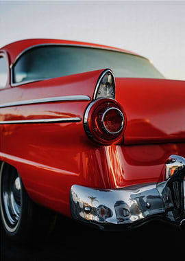 Red Vintage Car Tail Light Detail