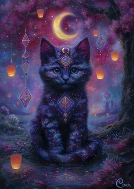 Mystical Kitten in Enchanted Garden