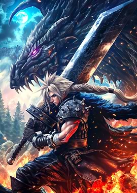 Fantasy Dragon Warrior Swordsman