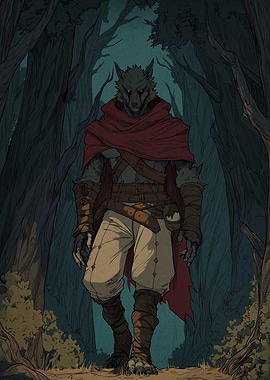 Werewolf in the Woods Illustration