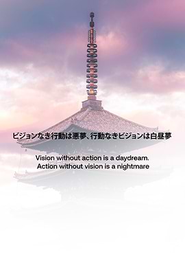 Japanese Temple with Inspirational Quote