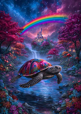 Rainbow Turtle Castle Fantasy