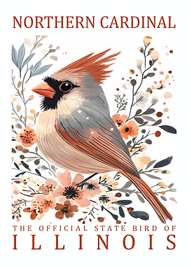 Northern Cardinal Illinois State Bird Art