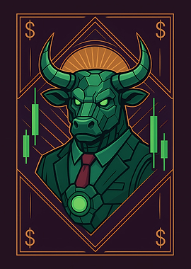 Robotic Bull Trader Illustration