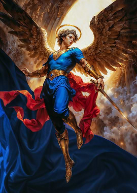 Angel Michael with Sword and Golden Wings