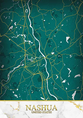 Nashua New Hampshire Kintsugi Map Art