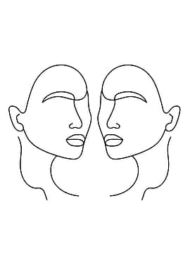 Minimalist Line Art: Two Faces