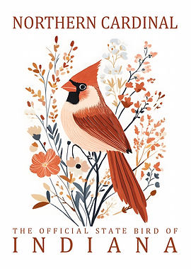 Northern Cardinal Indiana State Bird Art
