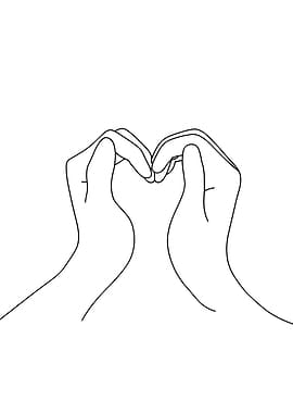 Heart Hands Minimalist Line Art