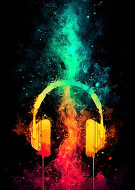 Colorful Headphones Abstract Art