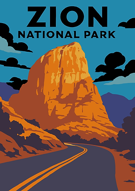 Zion National Park Vintage Travel Poster