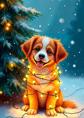 Christmas Dog with Lights