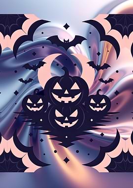 Halloween Pumpkins and Bats Pattern