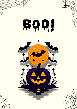 Halloween Boo Pumpkin Bats