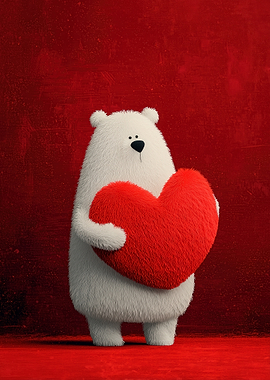 White Bear Holding Red Heart