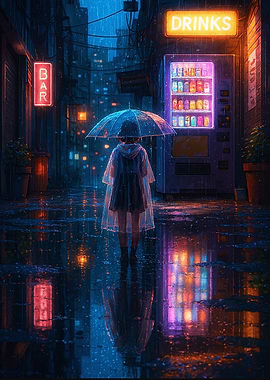 Rainy Night Street tokyo japan Looking for you girl